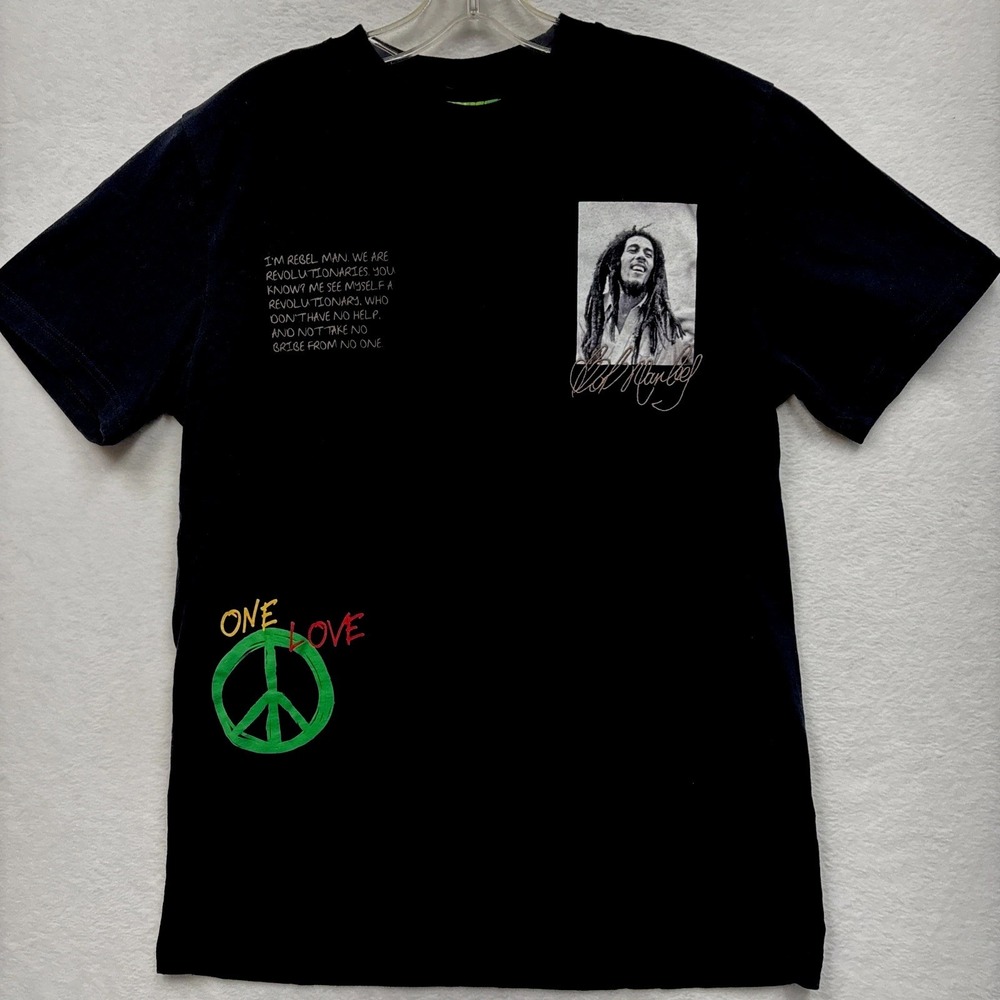 Bob Marley One Love T-Shirt Size S Black Shoe Palace Reggae Peace Tee‎